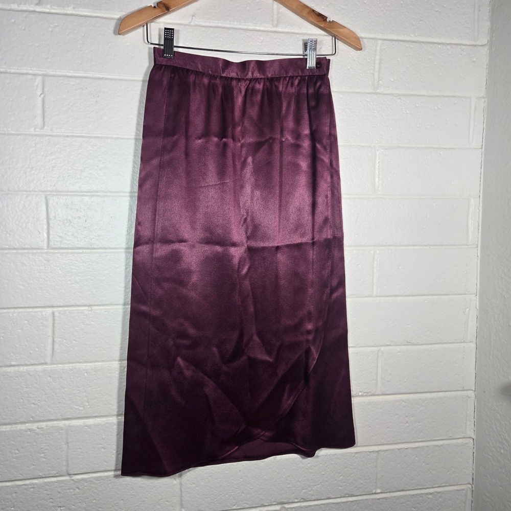 Vtg Patty Woodward Satin Midi Skirt Small Plum Royal Regency Nylon‎ Party Retro